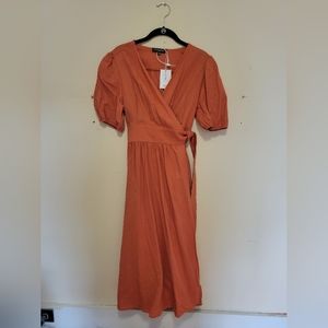 Long wrap around dress burnt orange